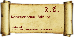 Kesztenbaum Béni névjegykártya